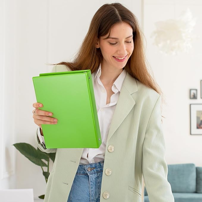 1-Inch 3 Ring Binder, Standard Round Ring Binder Fit Letter Size Paper, Presentation View Binders, 6-Pack, Green