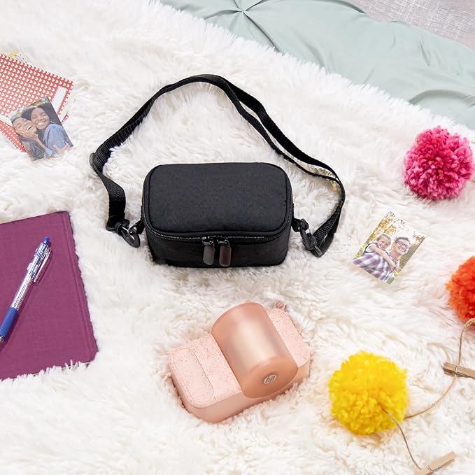 HP Sprocket Panorama Instant Portable Color Label & Photo Printer (Grey) Starter Bundle with case Zink roll