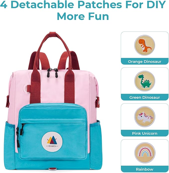 CLUCI Toddler Backpack, Multi Color, Unisex, 11 x 4.5 x 13 Inch, 1 Liter, Preschool Kindergarten School & Travel Backpack