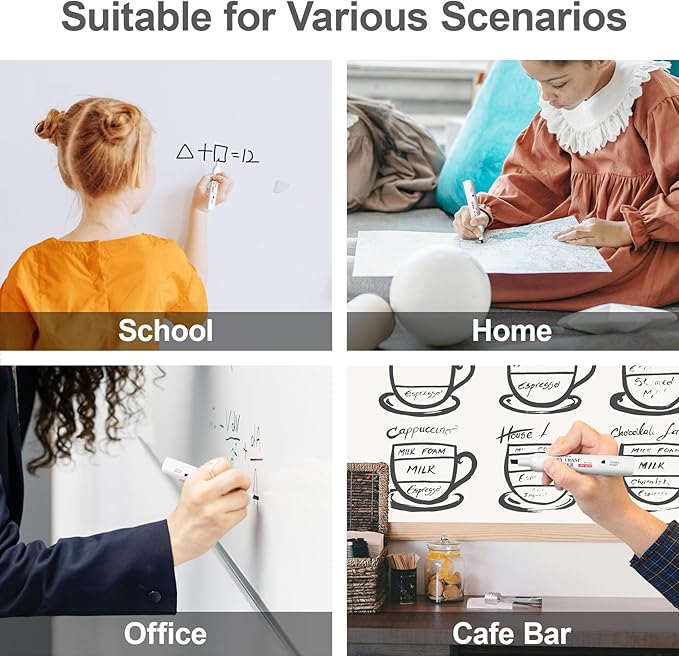 Comix Dry Erase Markers, Black Color, 4 Sets of 36 Markers, 144 Markers Total, Chisel Tip Whiteboard Makrers for Teachers Office & School Supplies