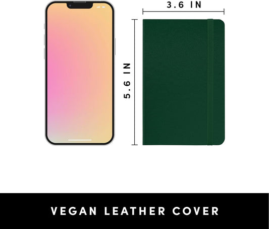 PAPERAGE Lined Pocket Journal Notebook, 1 Pack, (Dark Green), 160 Pages, Small, 3.6 inches x 5.6 inches - 100 GSM Thick Paper, Hardcover