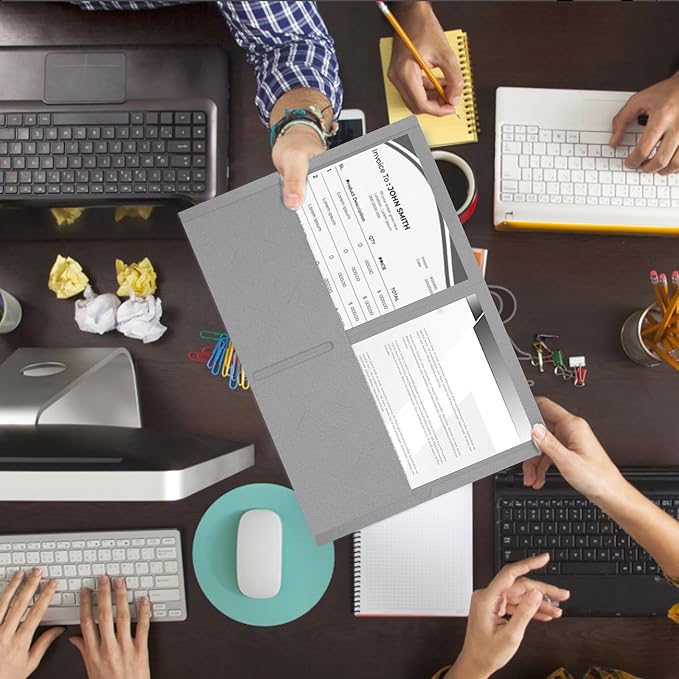 Two Pocket Folders, 75 Pack, Letter Size, Grey