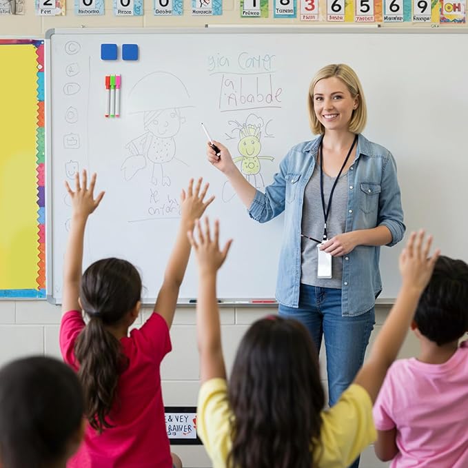 8 Pcs Colorful Magnetic Dry Erase Markers with Eraser, White Board Mini Dry Erase Markers with Eraser Cap, Fine Point Tip Student White Board Markers for Teachers Office School Supplies