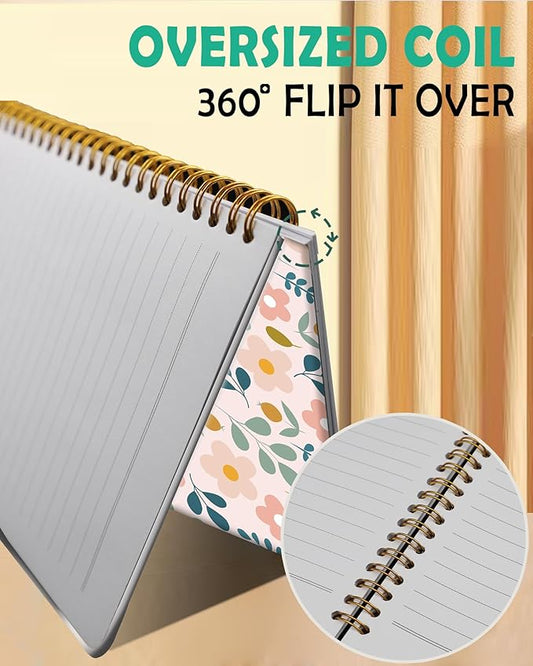 iampanda Spiral Journal Notebook,Strong Twin-Wire Binding with Premium Paper for Women,60 Sheets B5 College Ruled Notebook/Journal,Perfect for School Office Work,Cute Flower Leaf