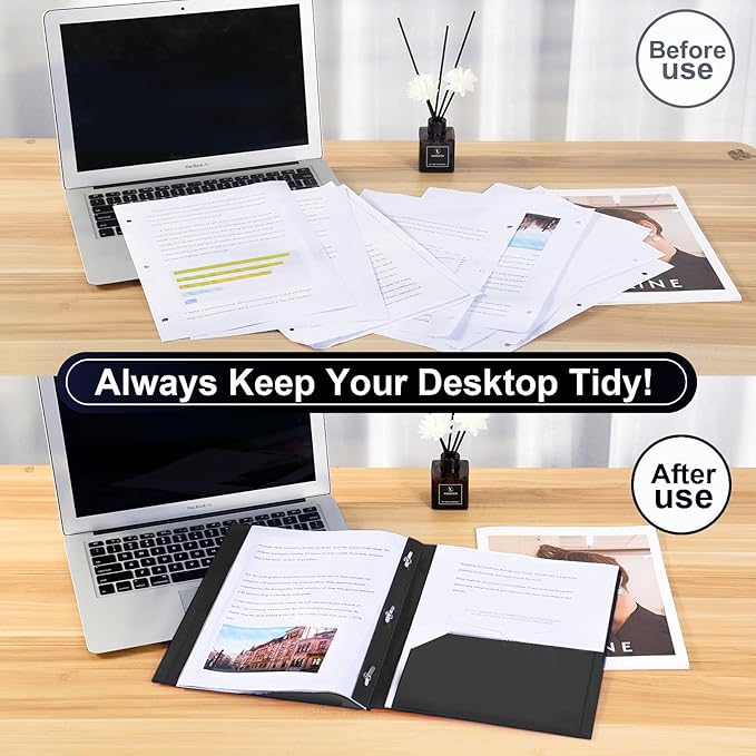 SUIN Plastic Project-Folders with 2 Pockets & 3 Prong, Bulk Pack Project File-Folder for US Letter Size Papers, Ideal for School & Office, Assorted Pastel Colors (Black)