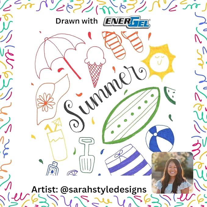 Pentel EnerGel RTX Retractable Liquid Gel Pen, Happiness Expressions Pack, 0.7mm, Metal Tip, Medium Line, Assorted Ink, Pack of 8 Pens (BL77XHAPBP8M)