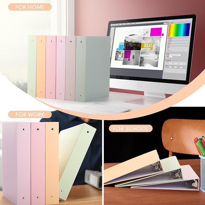 Ctosree 10 Pack Colored 3 Ring Binder with 2 Pockets Hardcover Loose Leaf Binder for Women Men Teacher Student School Office Home Supplies, Fits 11 x 8.5 Size Paper, 10 Colors(1.5",Fantasy Color)