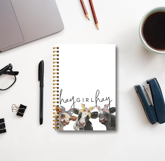 Hay Girl Hay Cow Notebook Journal - Cow Gifts for Women, Coworkers, Cowgirls, Western Gifts, Western Hay Girl Hay Cow Notebook Spiral Bound with 164 Pages