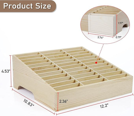 36-Grid Wooden Cell Phone Holder Desktop Organizer Storage Box for Classroom Office (36-Grid)