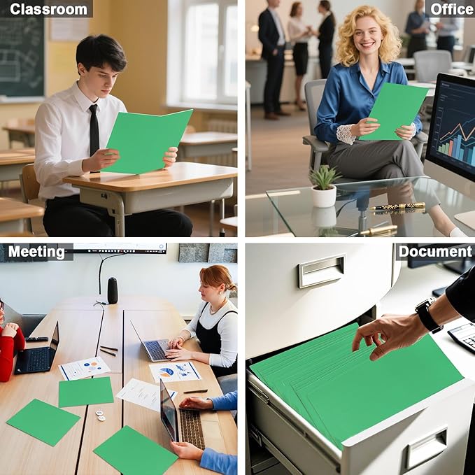 Folders with Pockets, LAYZZ 30 Pack Paper Pocket Folders, 2 Pocket Folders Fits Letter Size Paper, for School Office and Home (Green)