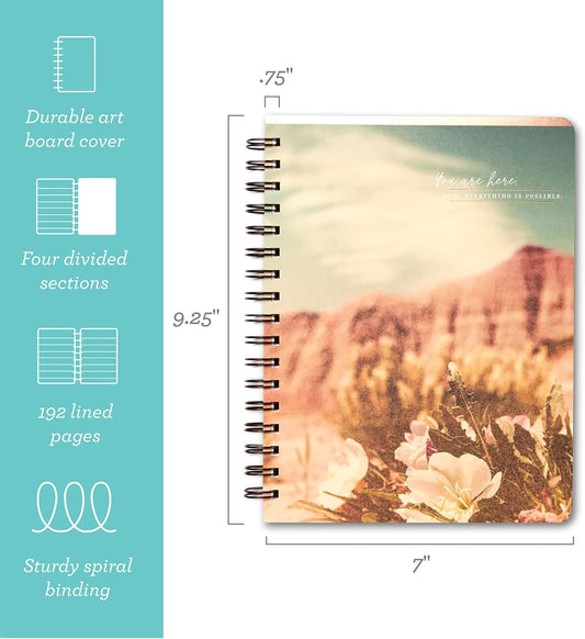 Compendium Spiral Notebook - You are here. Now, everything is possible. โ A Designer Spiral Notebook with 192 Lined Pages, College Ruled, 7.5โW x 9.25โH