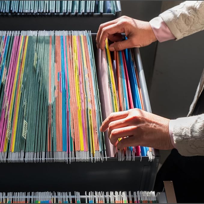 Extra Capacity Hanging File Folders, RAZCC 60 Pack Letter Size Reinforced Hanging Folders with Heavy Duty 2 Inch Expansion for Bulky Files, Filing Cabinet, Adjustable Tabs, Assorted Colors