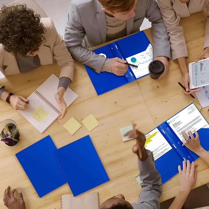 ViVin Sturdy Plastic Folder, 10 Pack, 2 Pocket Folder with Prongs, Holds Letter Size Paper, Poly File Plastic Folders with Pockets and Brads, for Teachers Students and Officer - Blue