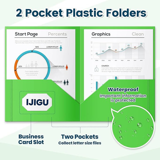 144 Packs Plastic 2 Pocket Folders, Bulk Heavy Duty Folder in 6 Colors, Durable and Sturdy Folders for School and Office Supplies