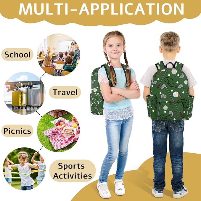 Golf Sport Kids Backpack for Boys Girls Sport Golf Ball Preschool Toddler Backpack Kindergarten Nursery Bookbag Travel Children Lightweight School Bag