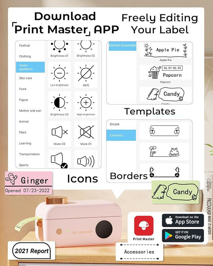 Phomemo Label Maker Machine- D50 Large Label Maker with Cutter Thermal Label Printer for 3/5" to 9/10" Tape, Labeler for Home Address, Organization, Office, Gift, Support iOS & Android