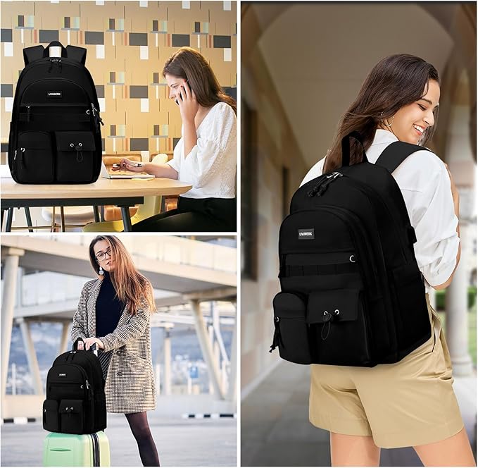 School Laptop Backpack for Girls Boys: Casual Middle High School Backpacks 15.6 Inch College Bookbag with USB Charging Port Waterproof Travel Back Pack Cute Work Book Bag for Teens Students Women Men