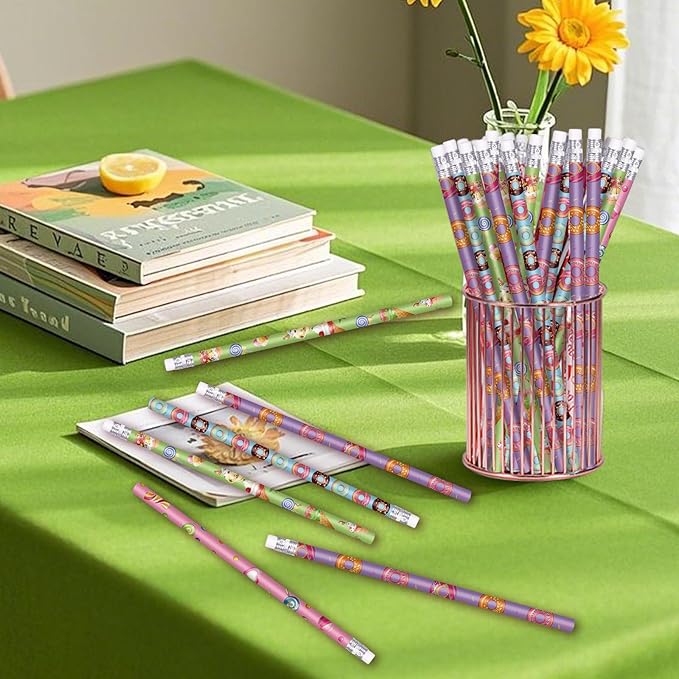Donut Themed Pencils Valentines Days Pencils Wood Pencils with Various Donut Element Birthday Pencils Fun Assorted Colorful Pencils Fun School Pencils for Teacher Classroom (48)