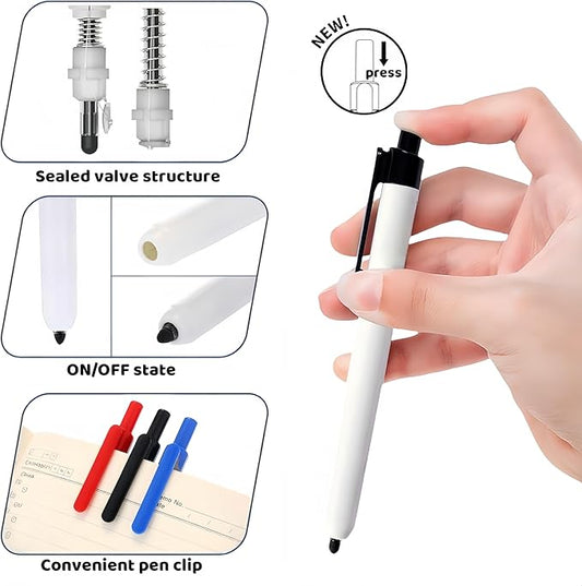Retractable Dry Erase Marker, Clickable Whiteboard Markers,6 Pcs round dot Tip 1.8mm Fine Point Large Capacity Erasable Markers for School Office Meetings or Home Use