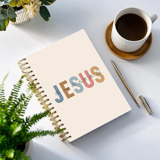 Bible Notebook, A5 Spiral Christian Journal with Floral Pink Butterfly Notebook, Bible Verse Jesus, Inspirational Notebooks for Women, Bible Study, Gift for Birthday Christmas, Office Supplies