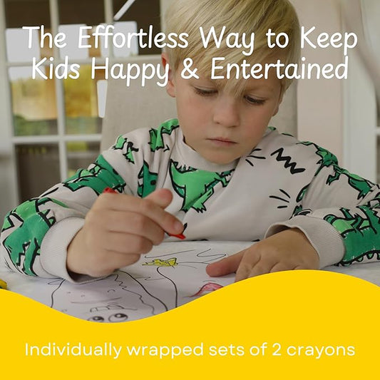 CrayonKing 1,000 Sets of 2-Packs in Cello (2,000 Bulk Crayons) Pre-Wrapped for Restaurants, Parties, Classrooms, and Events – Kid-Safe, Assorted Colors, Easy to Distribute Non-Toxic Crayons