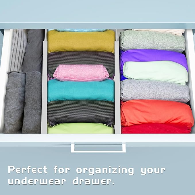 FJO 4 Pack Adjustable Bamboo Drawer Dividers - 12.5" - 21.7" Expandable Drawer Separators for Kitchen, Utensils, Clothes, Bedroom, Dresser, Bathroom (White)