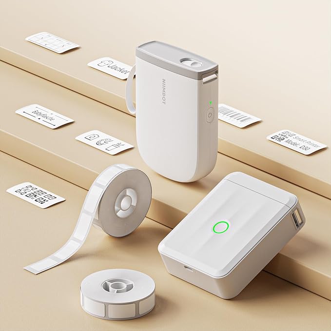 NIIMBOT D110 Label Maker Tape Adhesive White Label Paper 0.55" X 1.18" (14 X 30mm) 210 Labels/Roll, Compatible D11 D110 Label Printer, Thermal Paper Black on White, 3-Roll