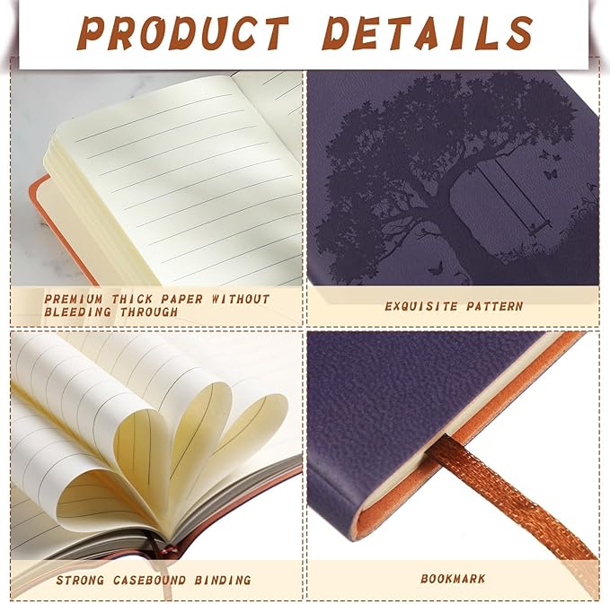 TaoBary 36 Pcs A6 PU Leather Journals Notebook Bulk Colorful Tree Life Lined Journal Soft Leather Cover Ruled Writing Notebook for Writing Office School Home Business 128 Pages (Fresh Color)