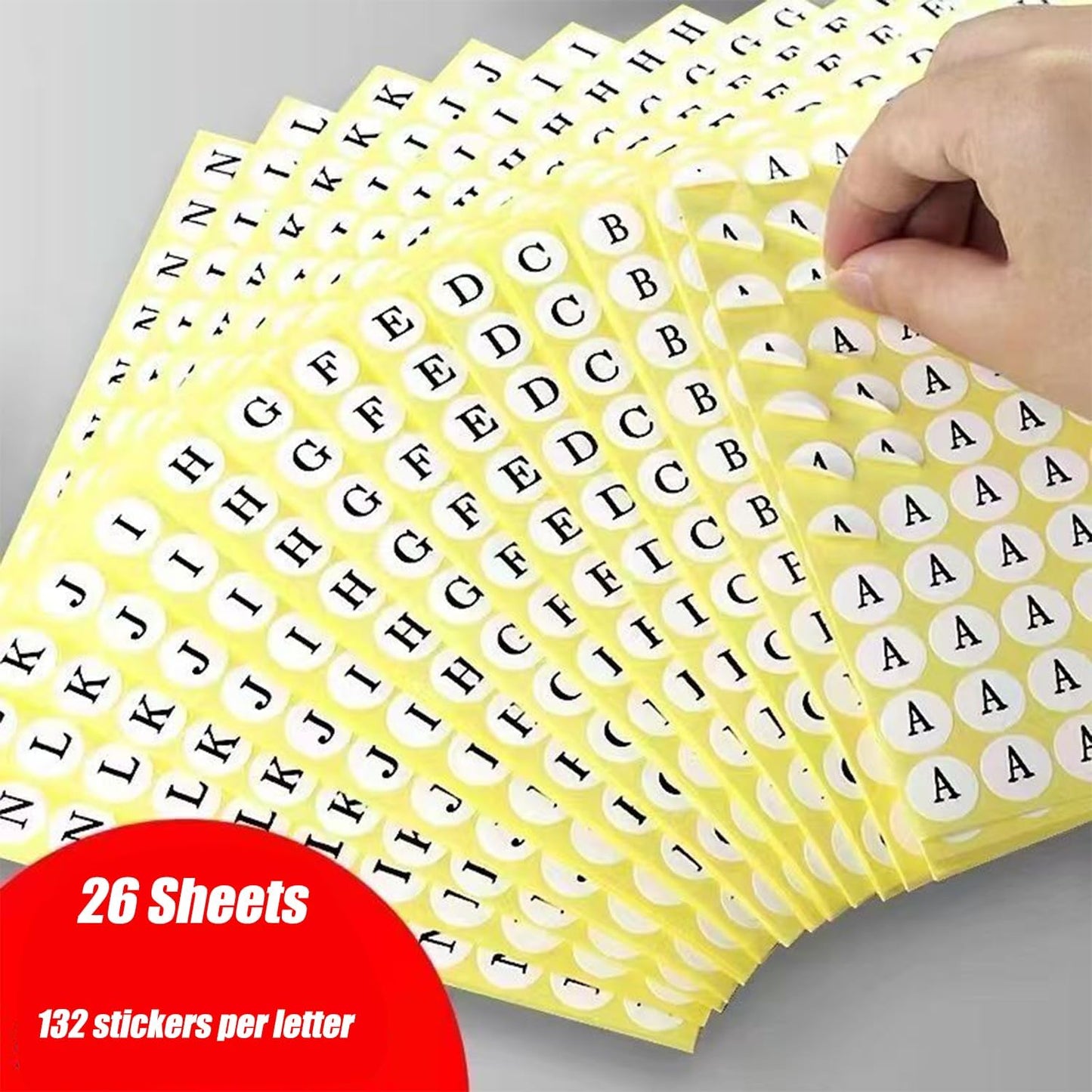 Small Alphabet Stickers, Letter Stickers, 26 Sheets A to Z Alphabet Sticker, Round Paper Self-Adhesive Peel and Stick Letter Labels