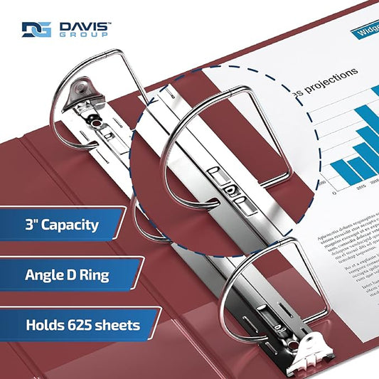 Premium Economy 6-Pack 3-Ring Binders for School or Office, D-Ring Binders, 3 Inch, Burgundy