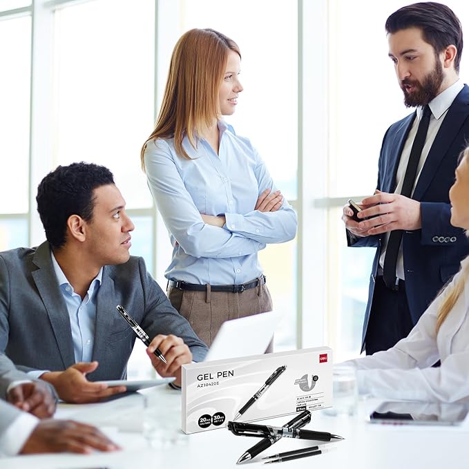 deli Gel Pens, 50 Pcs Retractable Pens Black Ink, 20 Pens with 30 Refills,Medium Point Pen Bulk 0.7mm, Smooth Writing, Fast Dry, No Bleed for Journaling Note Taking, Home School Office Supplies