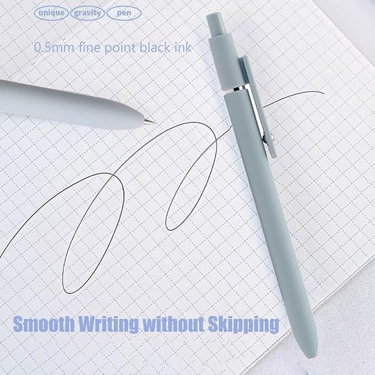 5 Pcs Gel Pens, 0.5mm Black Ink Pens Retractable Fine Point Smooth Writing, Aesthetic Office School Supplies, Desk Accessories Nursing Pen for Journaling Note Taking, Gifts for Women Men (Morandi B)