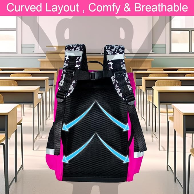 3PCS Bookbag for Girls, 15" Kids Sequin Bookbag with Lunch Box, Panda School Bag Set for Elementary Preschool Toddler