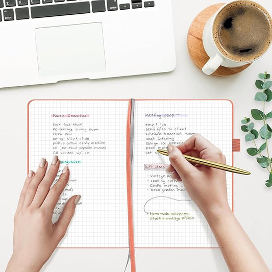 &And Per Se Lined Journal Notebook, 160 Pages, A5 5.7 x 8 inches College Ruled Thick Paper Notebook Journals for Writing, Hardcover Notebooks for Women Men Office School (1 Pack, Peach)