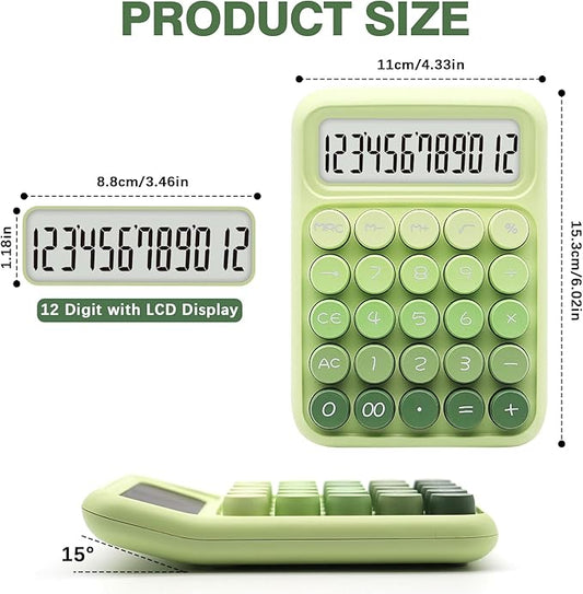 Gradient Green Calculator, UPIHO Standard Calculator with 12 Digit Display and Big Buttons,Sage Green Office Supplies and Desk Accessories for Office,School