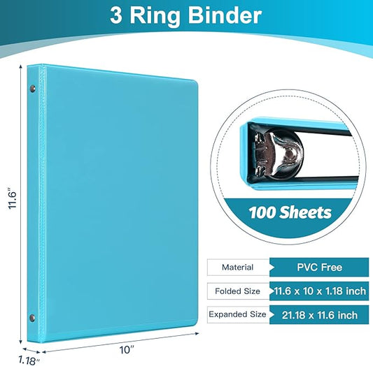 0.5-inch 3-Ring Binder with 2 Interior Pockets, 0.5'' Basic Binders Holds US Letter Size 8.5'' x 11''for Office/Home/Back to School, 6 Pack (Assorted 6 Colors)