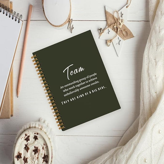 Olive Green Meeting Notebook for Work, Employee Appreciation Gifts, Team Gifts for Employees, Journals for Writing, Thank You Gifts for Women Men Leader Boss Manager Mentor Coworkers, 5.5"x8.3"