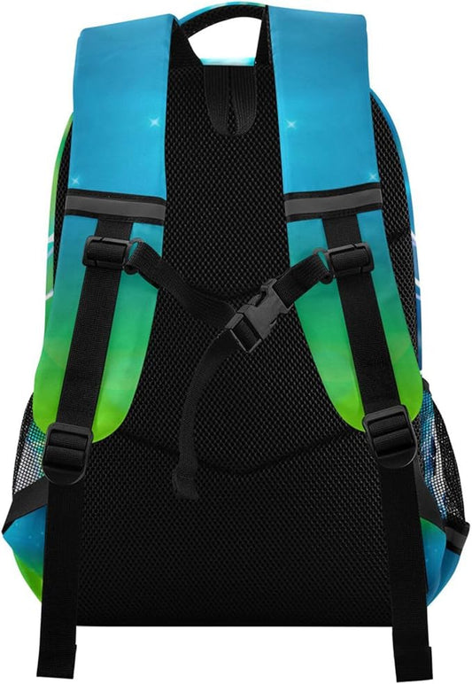 Soccer Ball Football on Field Backpack for Boys Girls Elementary School Bag Kids Bookbag Travel Rucksack