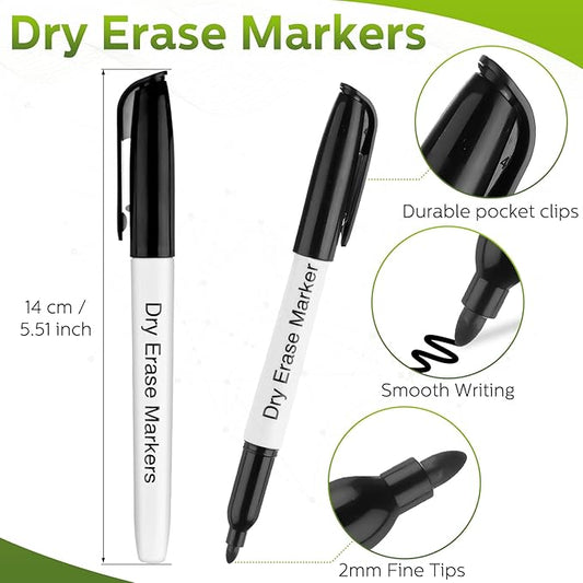 Thenshop 200 Pack Dry Erase Markers Bulk with 4 Magnetic Erasers Fine Tip Dry Erase Markers Whiteboard Pens Bulk for Office School Supplies(Cute Color)