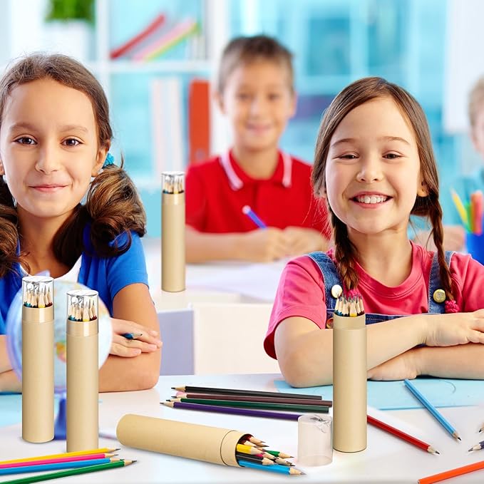 12 Pack 144pcs #2 HB Pencils Bulk in Tube with Sharpener Assorted Colors Wood-cased Pre-sharpened Pencils for Kids Student Back to School Supplies Classroom Prize Party Favor Gifts (Wooden)