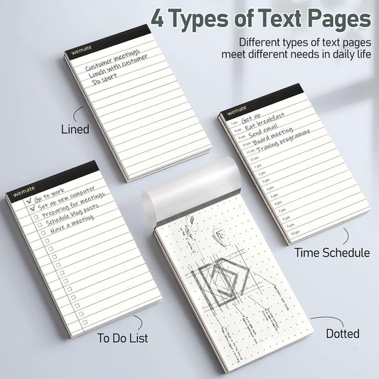 WEMATE Fathers Day 8Pcs Note Pads, Legal Pads 3.5 x 5, Time Schedule, Lined Notepad, To Do List, and Dotted Notepad, Paper Pads,Notebook Paper Writing Pads for School Office (8 Pack of 30)