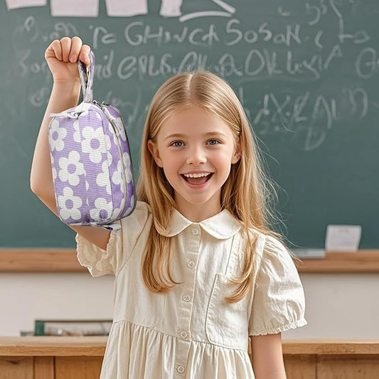 Bluboon Big Capacity Pencil Case Pencil Pouch Pen Case School Supplies Cute Pencil Box Pencil Bag for Teen Girls Boys Women Man (Flower Purple)