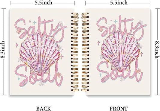 JXREQ Cute Pink Seashell Coastal Notebook Journal for Women, Preppy Pink Journaling Notebooks Coquette Office School Supplies, Beachy Spiral Notebooks 5.5x8.3