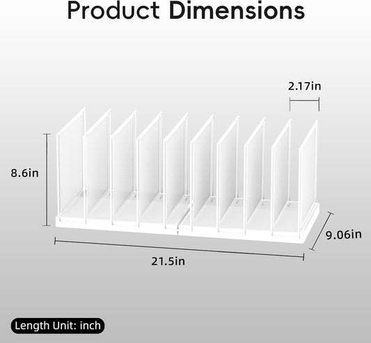 9-Section Desk File Organizer, Vertical File Holder, Mesh Desktop File Folder Metal File Organizer Stand for Office Home Classroom, White