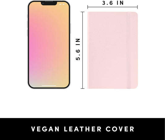 PAPERAGE Lined Pocket Journal Notebook, 1 Pack, (Blush), 160 Pages, Small, 3.6 inches x 5.6 inches - 100 GSM Thick Paper, Hardcover