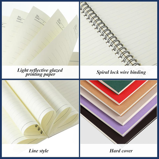 12 Pack Small Spiral Notebook A5 Lined College Ruled Spiral Journal Notebook 5.5 x 8.3 Inch Kraft Cover, 120 Pages for Work Students Office Business(Dark Color)