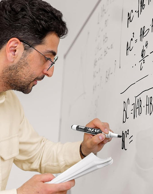 SFAIH Dry Erase Markers Chisel Tip with Magnetic Whiteboard Eraser, 36 Bulk Pack Black White Board Markers for Teachers & Students, Versatile Lines, 1s Quickly Dry, Perfect for Classroom and Office