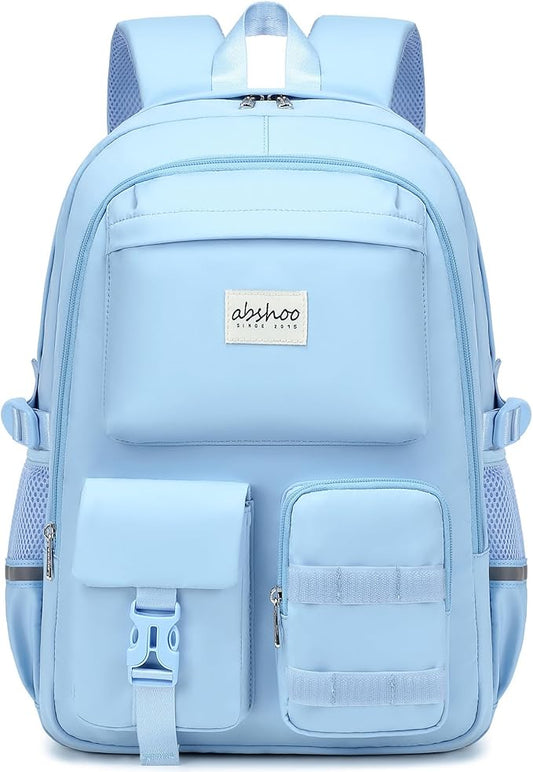 abshoo Big Student Laptop Backpack For College Women Middle High School Teen Girls Bookbag Travel Daypack (Light Blue)