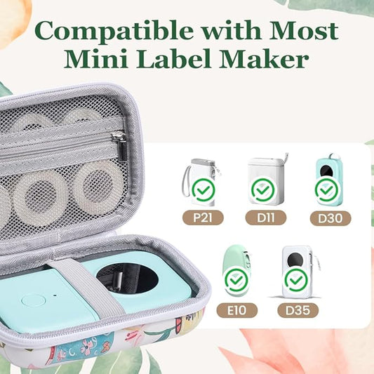 Phomemo D30 D35 Label Maker Case, Storage Bag Compatible with NELKO P21/NIIMBOT D11/ORGBRO X1/SUPVAN E10 Label Printer, Fits for Mini Labels Sticker Machine, Box Only - Pastel