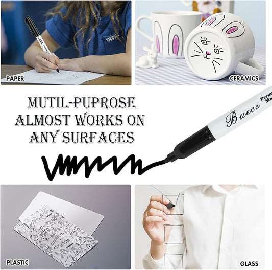 Permanent Markers, 80 Count Black Permanent Markers, Fine Point, Waterproof & Smear Proof Markers, Quick Drying, Office Supplies for School, Office, Home